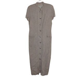 Vintage Ann Taylor Maxi Dress Womens Size 8 Beige Neutral Linen Blend USA Made